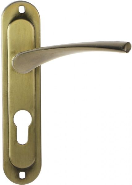 Замок врізний з ручками сувальдний Bruno 55 мм антична латунь без петель