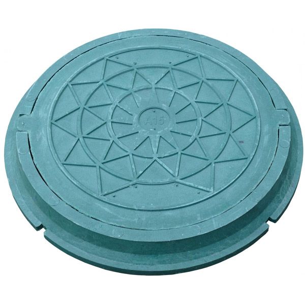 Люк канализационный PE RUSLANA 780 мм A15 без замка зеленый