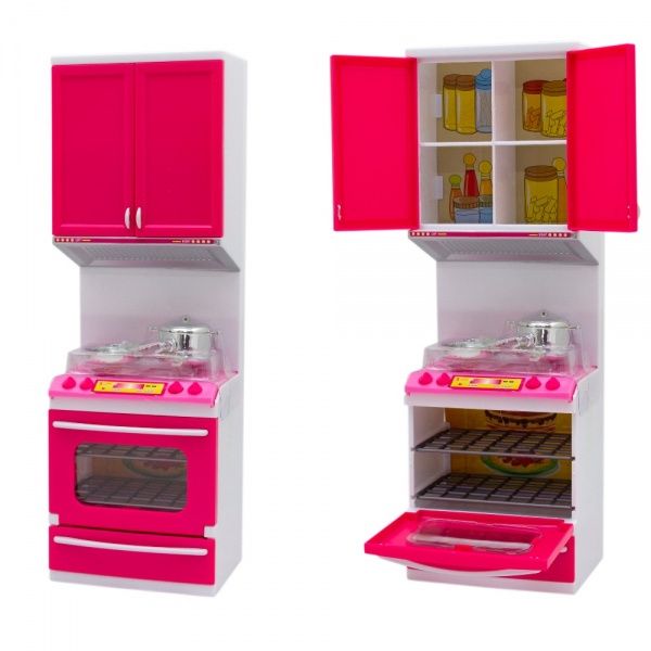 Кукольная кухня Qun Feng Toys 7.5x9.5x35 см Розовая QF26210PW