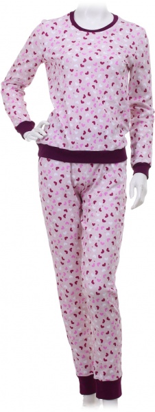 Костюм домашній жіночий Flis clothes Серденько р. S рожевий із принтом 
