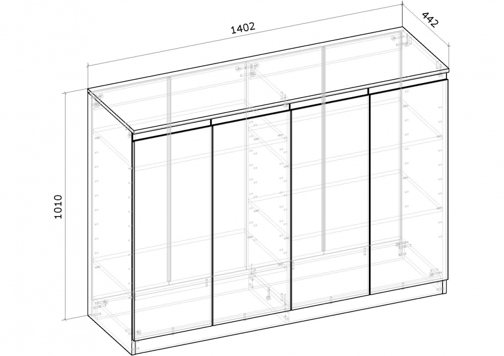 Комод Грейд Эстер-3 4д J-pull 1400x1010x442 мм дуб артизан/графит серый