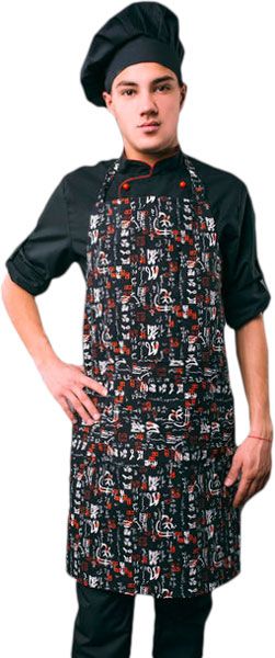 Фартук с нагрудником Lux-Form 020403 Иероглифы р. универсальный черный