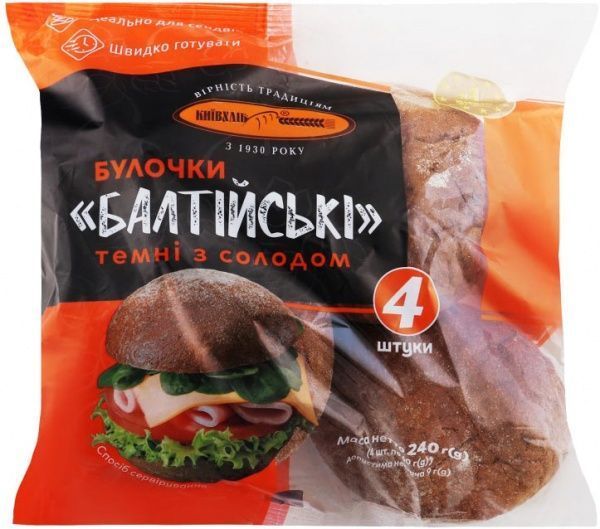 БулочкаКиївхліб темна з солодом Балтійська 240 г