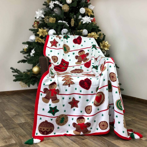 Плед Печиво білий 130x170 см біло-червоний La Nuit 