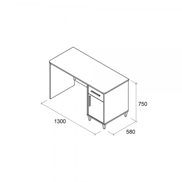 Стол письменный Aqua Rodos Dallas 1ш 1д белый 