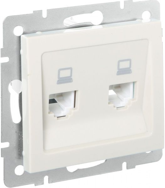 Розетка комп’ютерна подвійна Lezard Rain крем 703-0388-141