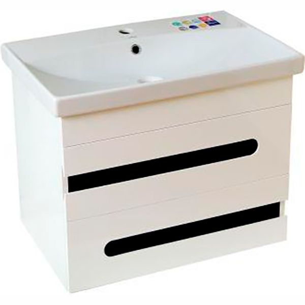 Тумба підвісна Хаст Доміно з умивальником Cersanit Фаре 80 біла