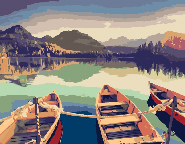 Картина за номерами Три човни 35x45 см Rosa Start 