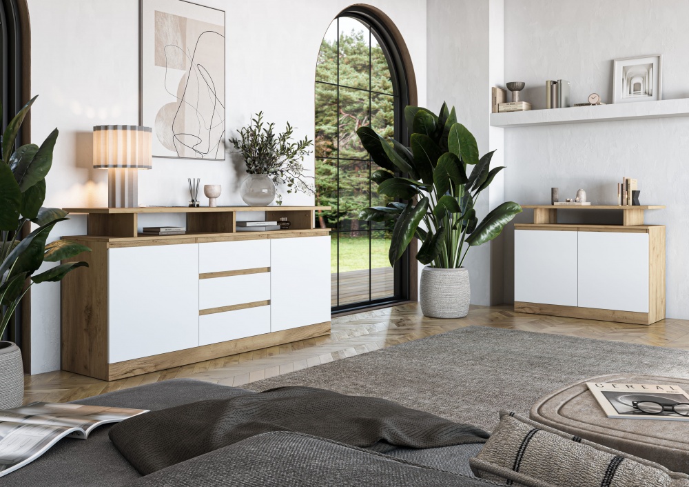 Комод Грейд Concord №4 2д3ш 1650x815x400 мм дуб крафт золотой/нимфея альба