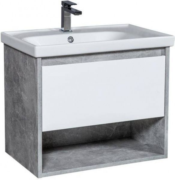 Тумба підвісна ScandiSPA Edda (бетон) з умивальником Frame 70 см