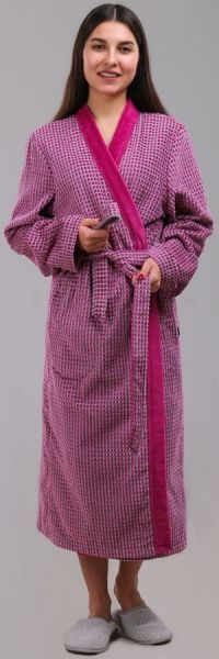 Халат велюровый Cawo Checked р. 40 розовый 