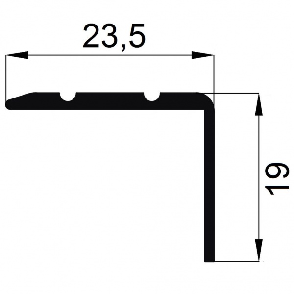 Порожек алюминиевый лестничный ПАС-1082 АЛЮПРО угловой с отверстиями 23,5х19x2710 мм дуб мокко 
