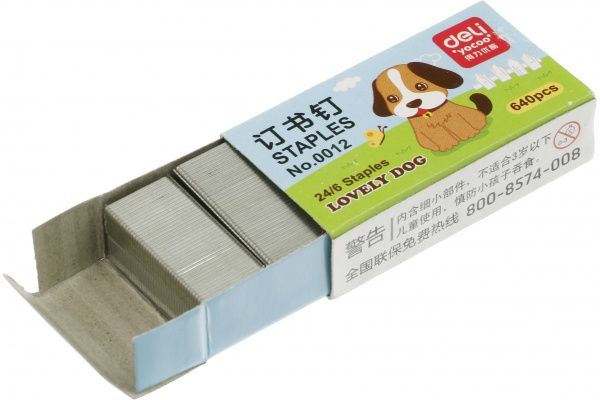 Степлер №24 12 л. + скобы (0455) Deli