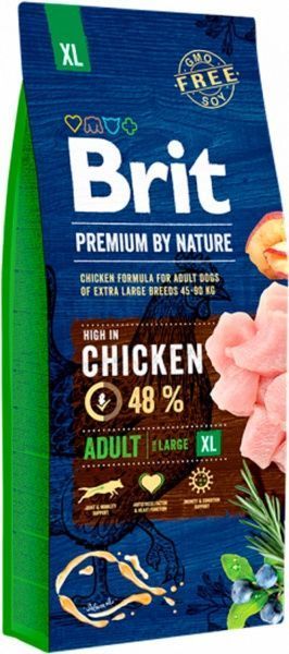 Корм Brit Premium Едалт XL для взрослых собак гигантских пород, с курицей, 3 кг,