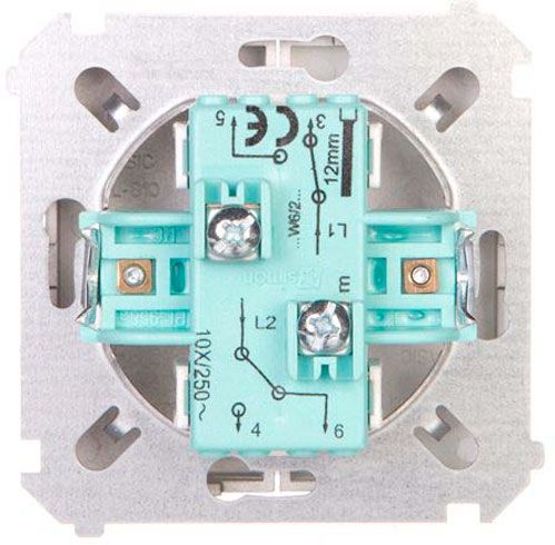 Перемикач прохідний двоклавішний Simon Basic без підсвітки 10 А 250В матовий графіт BMW6/2.01/28
