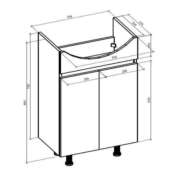 Тумба підлогова Грейд Агата 55 сіра під умивальник Cersania 55