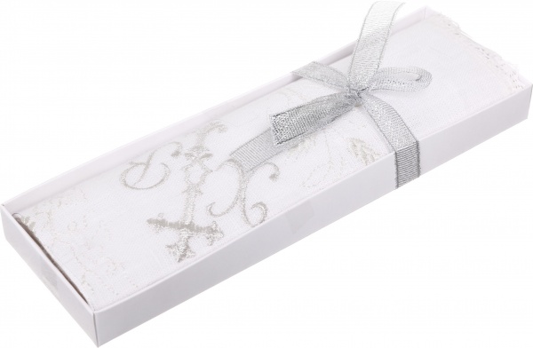 Салфетка Пасхальная с вышивкой и кружевом (1,5/3,5 см) 38x38 см белый с рисунком 