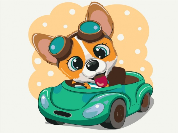 Картина по номерам Корги за рулем PKBS0073 30x40 см Brushme 