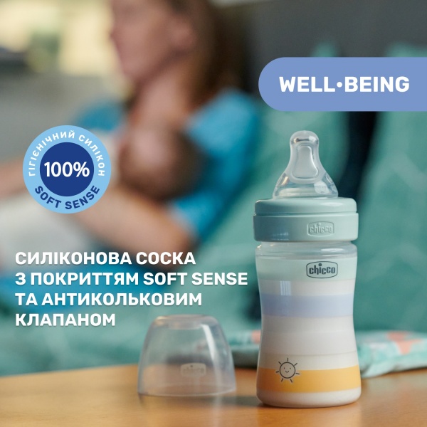 Пляшечка Chicco Well-Being Colors 0м+ 150 мл м'ятна (28611.21)