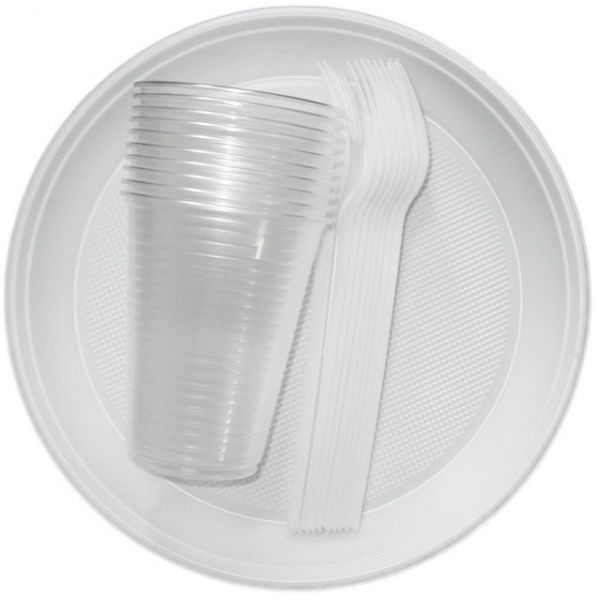 Набор Пластимир тарелка + вилка + стакан