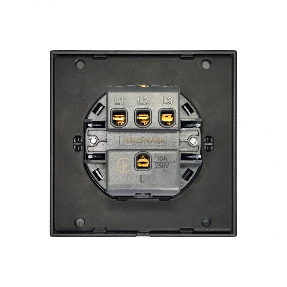 Выключатель трехклавишный HausMark INO с подсветкой черный LS-3G LED-GP-Black