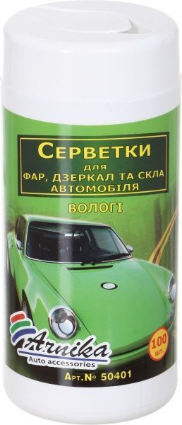 Влажные салфетки 50401 для фар, стекла и дзеркал авто 100 шт.