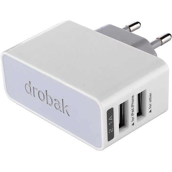 Зарядное устройство Drobak Power Dual 220V-USB white/grey