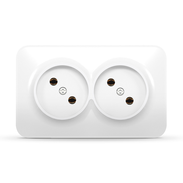 Розетка двойная бытовая без заземления Videx IP20 белый VF-BNS22-W