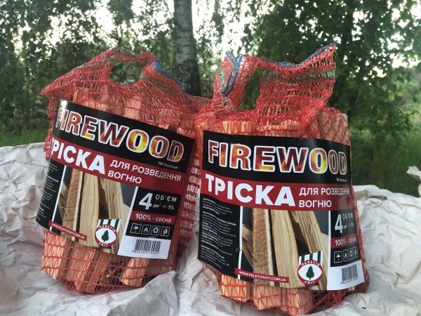 Щепа для разведения огня (сосна) 4 дм3
