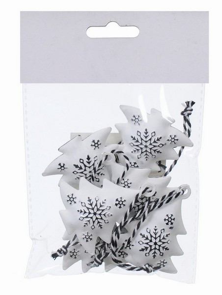 Набор новогодних украшений Елка бело-черная M-375956 6 шт./уп. 