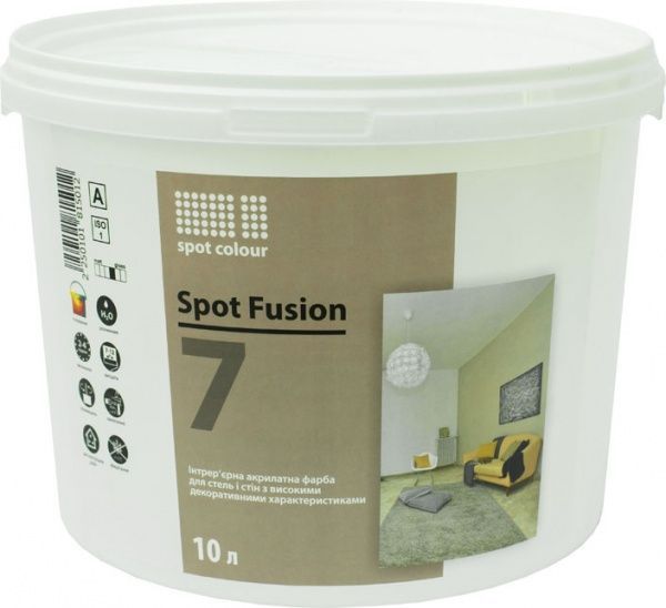 Краска акрилатная водоэмульсионная Spot Colour Fusion 7 шелковистый мат белый 10л
