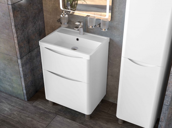 Тумба підвісна Aqua Rodos Vista білий глянець з умивальником Ваr 50 см