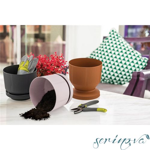 Горшок для цветов Serinova Горшок для цветов №4 LUX POT 9л зеленый круглый 9 л S5835 Зеленый 