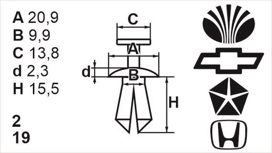 Клипса с резьбовым штырьком универсальная Romix (60002)