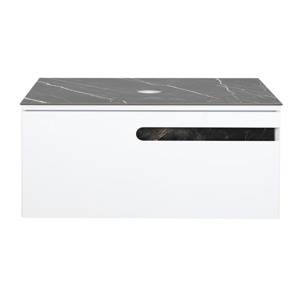 Тумба під умивальник Aqua Rodos OSTIN білий мат зі стільницею керамограніт Namibia Black 90 см
