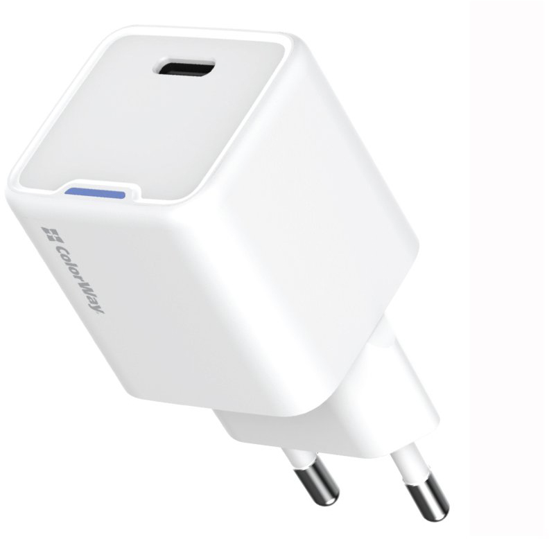 Сетевое зарядное устройство ColorWay GaN Mini 30W PD USB-C white