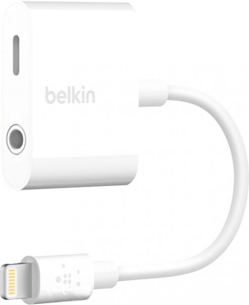 Перехідник Belkin Lightning – Ligtning + 3.5 mm miniJack 0.1 м білий (F8J212btWHT) audio + power 