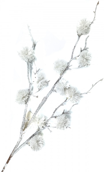 Декорація новорічна Dalian Everglory гілка з пумпонами 75 см EYK20-095