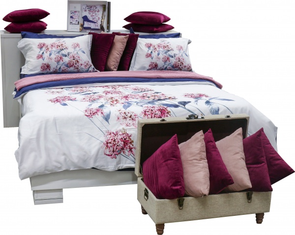 Комплект постільної білизни Hortensia Blue 2 білий із синім La Nuit 