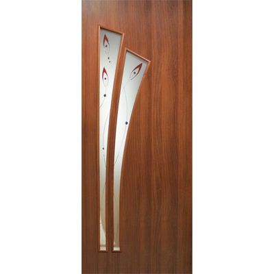 Двері полотно Пальма 60 см горіх скло з малюнком