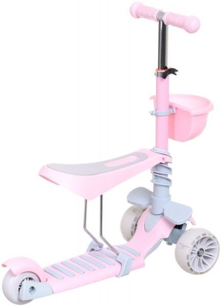 Самокат-трансформер MaxxPro kids дитячий 3в1 рожевий PT1905/yel/black 