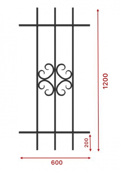 Решітка на вікно Укрітарм 600х1200 мм (303/1)