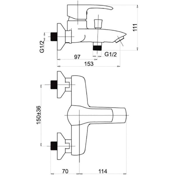 Змішувач для ванни/душу Rubineta 540035N