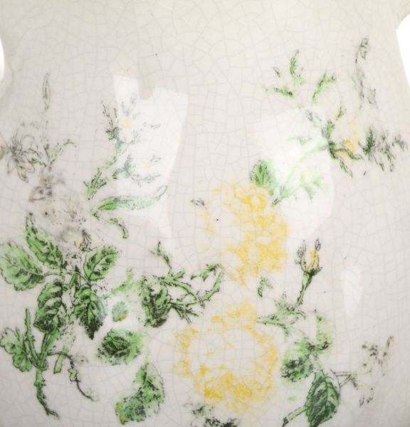 Кашпо керамическое кувшин Чайная роза фигурный (H080-116-2) бежевый с рисунком 