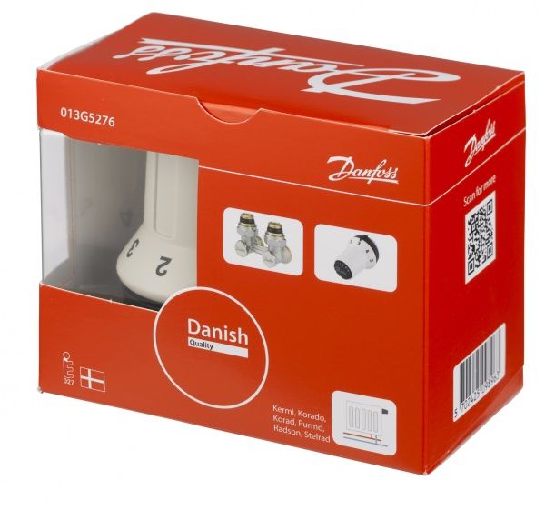 Термостатический комплект Danfoss радиаторный RAS-CK + RLV-KS угловой