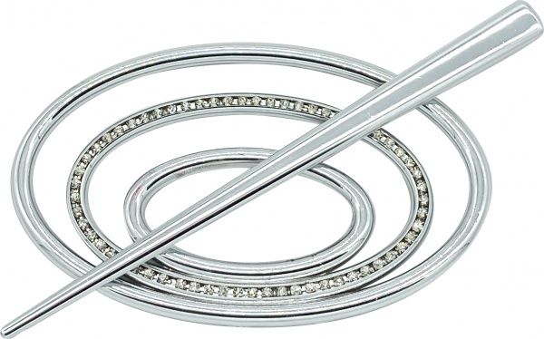 Заколка Овал 2 Еліт 60х100 мм срібло глянець В0022-2 MISLT