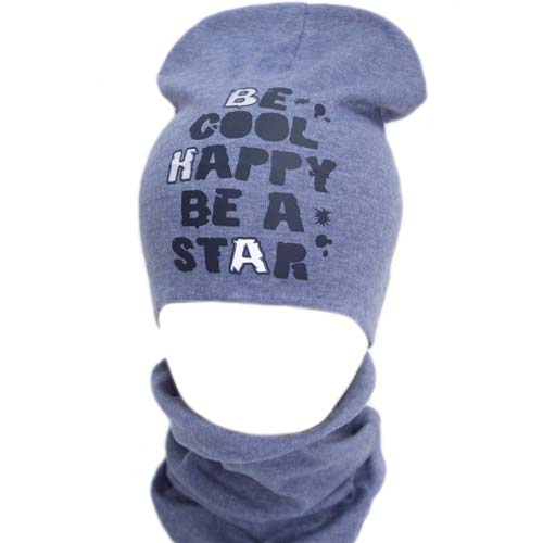 Комплект шапка + снуд для хлопчика Kraft+ 330-Т р.52-54 джинс 