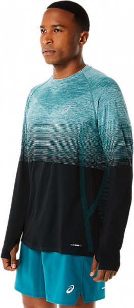 Футболка Asics SEAMLESS LS TOP 2011C394-301 р.L чорно-зелений