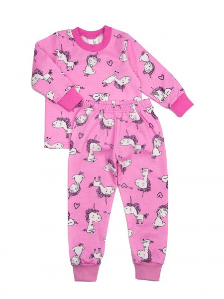 Піжама дитяча для дівчаток Luna Kids Єдиноріжки (футер) р.92-98 рожевий 
