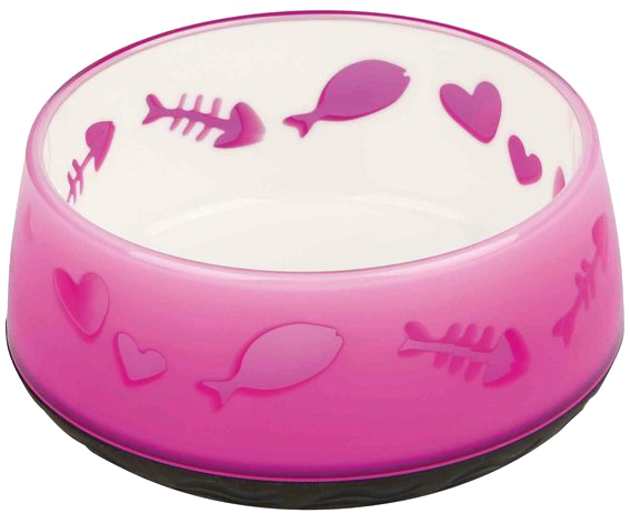 Миска Trixie для кошек Рыбка/Сердце пластиковая на резиновой основе 0.3 л 12 см (24420)